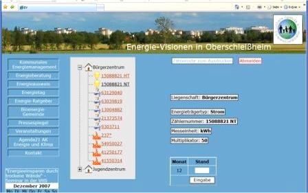 Internett-Plattform für Energieprojekte und für Energiedatenerfassung